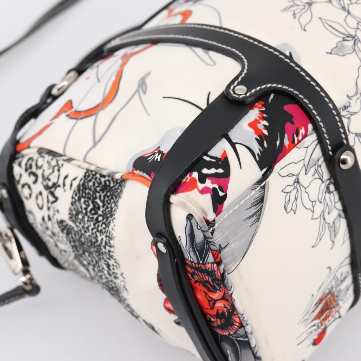Salvatore Ferragamo Hand Bag Canvas 2way White Silver Auth 198313A