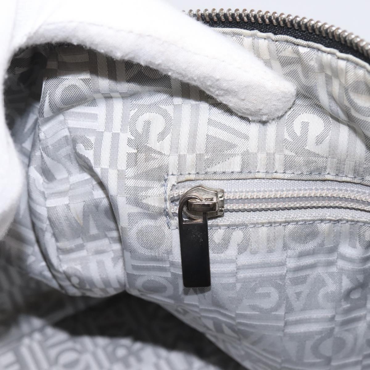 Salvatore Ferragamo Hand Bag Canvas 2way White Silver Auth 198313A