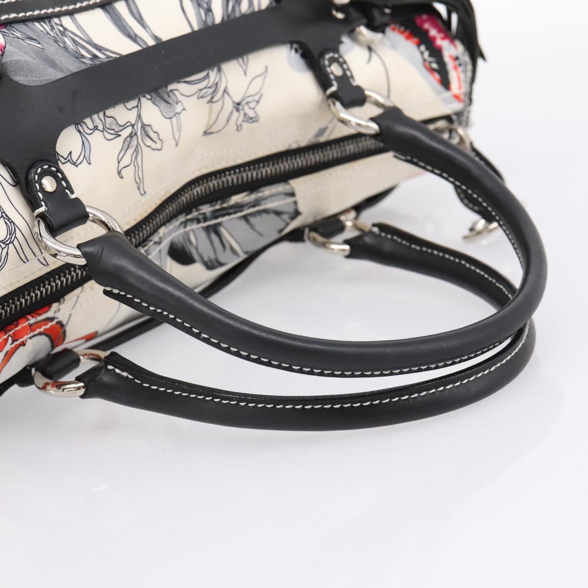 Salvatore Ferragamo Hand Bag Canvas 2way White Silver Auth 198313A