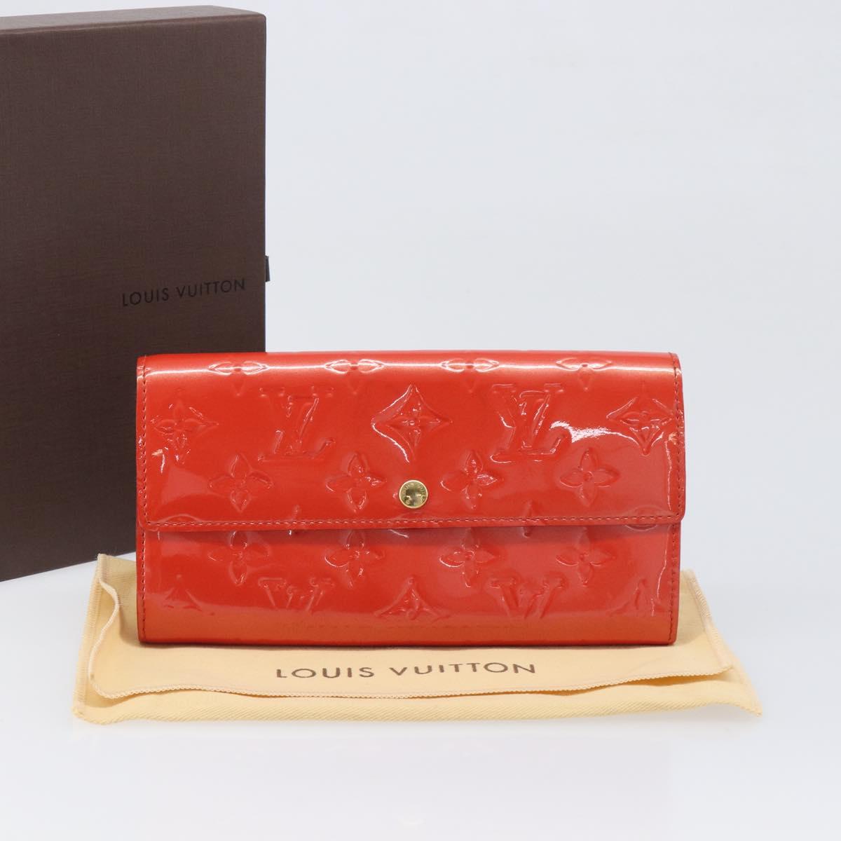 LOUIS VUITTON Vernis Portefeuille Sarah Wallet Orenge Sunset M93634 Auth 198315A