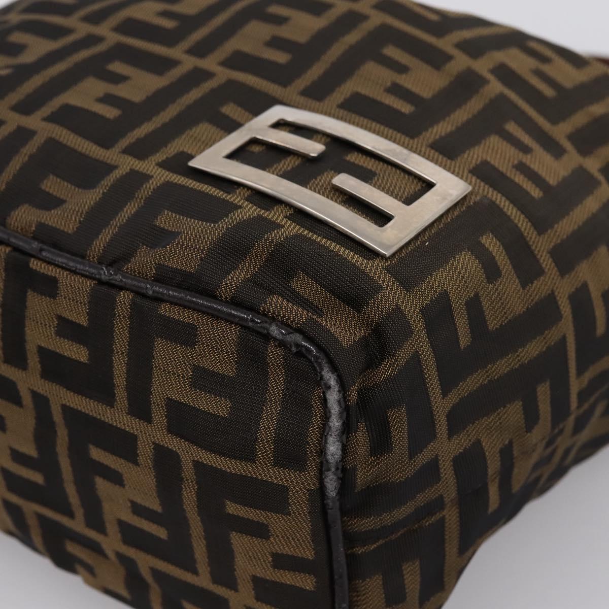 FENDI Zucca Canvas Mamma Baguette Shoulder Bag Brown Black Auth 198318