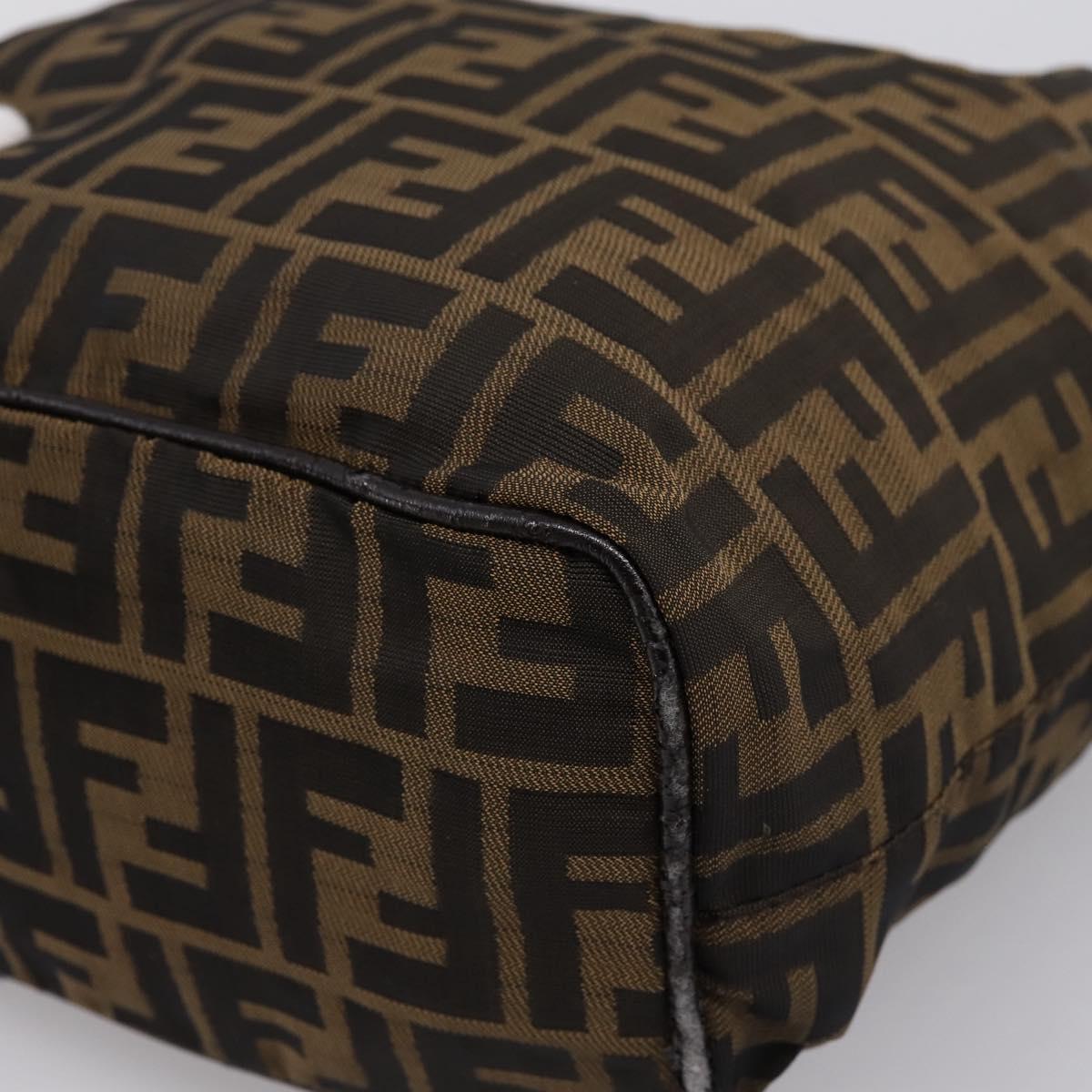 FENDI Zucca Canvas Mamma Baguette Shoulder Bag Brown Black Auth 198318