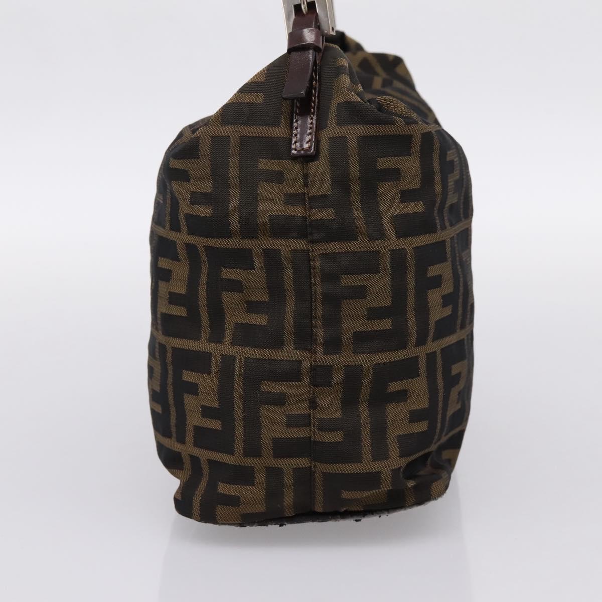 FENDI Zucca Canvas Mamma Baguette Shoulder Bag Brown Black Auth 198318