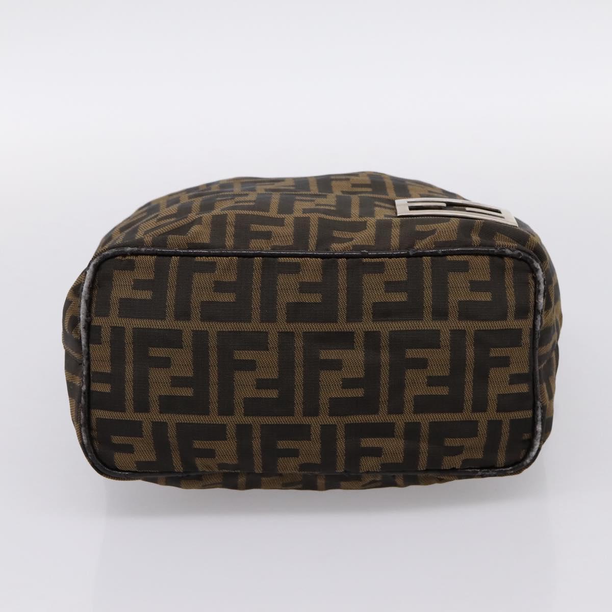 FENDI Zucca Canvas Mamma Baguette Shoulder Bag Brown Black Auth 198318