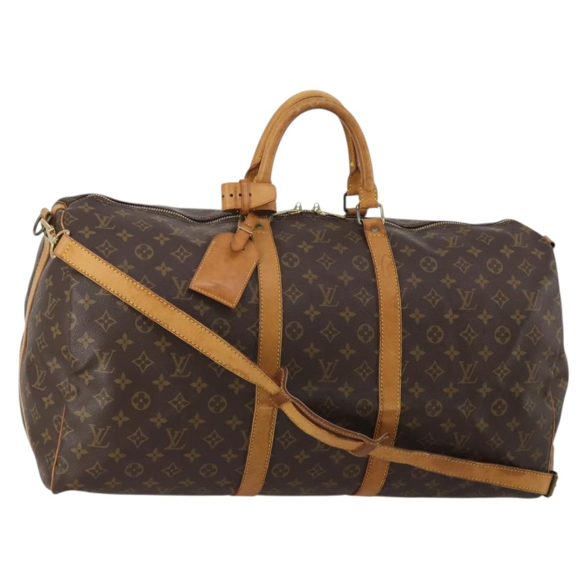 LOUIS VUITTON Monogram Keepall Bandouliere 55 Boston Bag M41414 LV Auth 198324