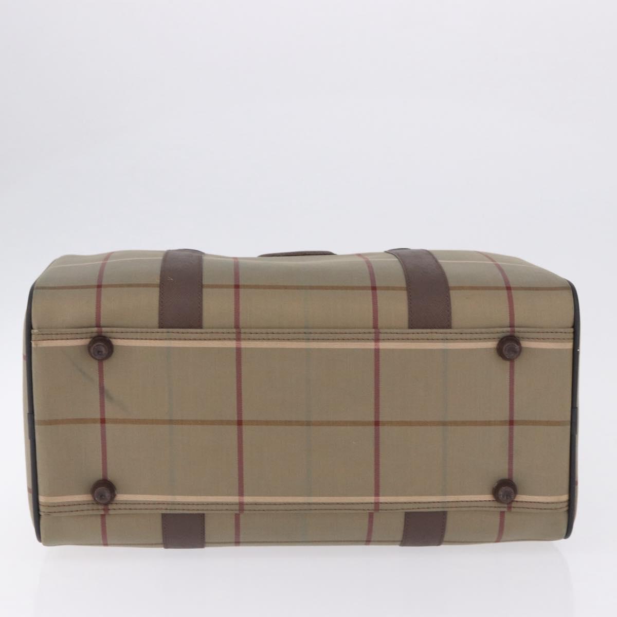 Burberrys Nova Check Boston Bag Canvas Beige Gold Tone Auth 198326