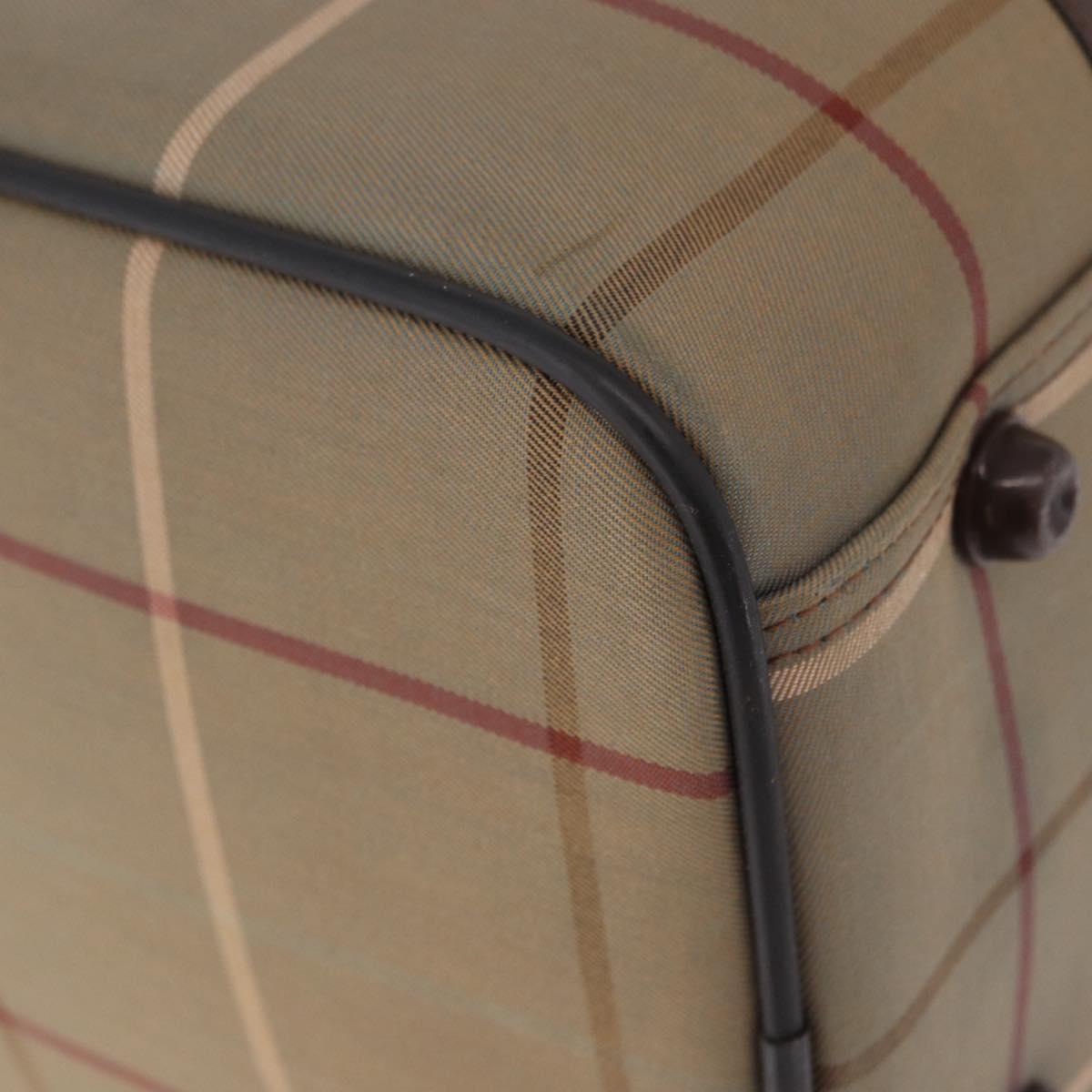 Burberrys Nova Check Boston Bag Canvas Beige Gold Tone Auth 198326