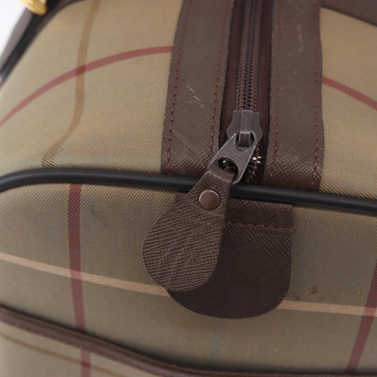Burberrys Nova Check Boston Bag Canvas Beige Gold Tone Auth 198326