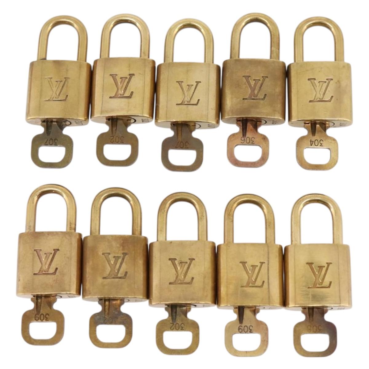 LOUIS VUITTON Padlock Metal 10 Set Gold Tone LV Auth 198328