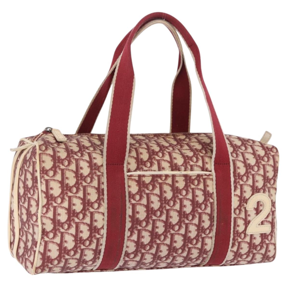 Christian Dior Trotter Boston Bag PVC Leather Red White Auth 198330