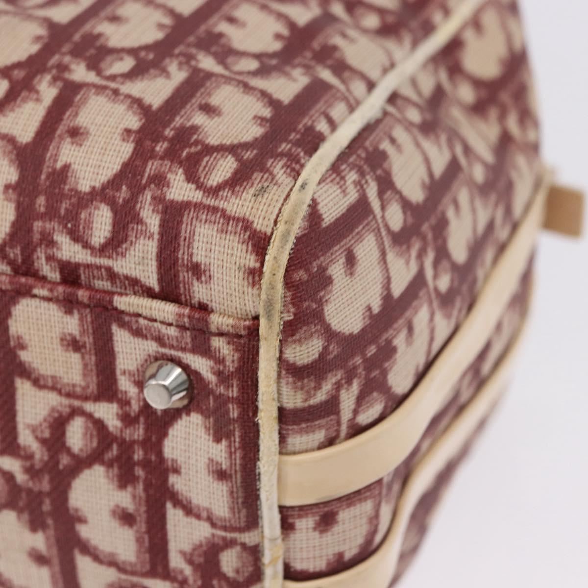 Christian Dior Trotter Boston Bag PVC Leather Red White Auth 198330
