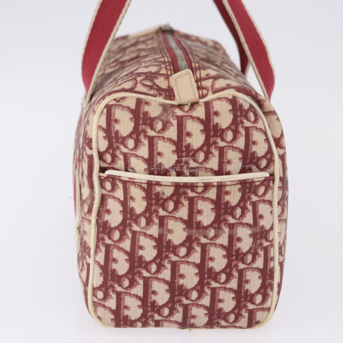 Christian Dior Trotter Boston Bag PVC Leather Red White Auth 198330