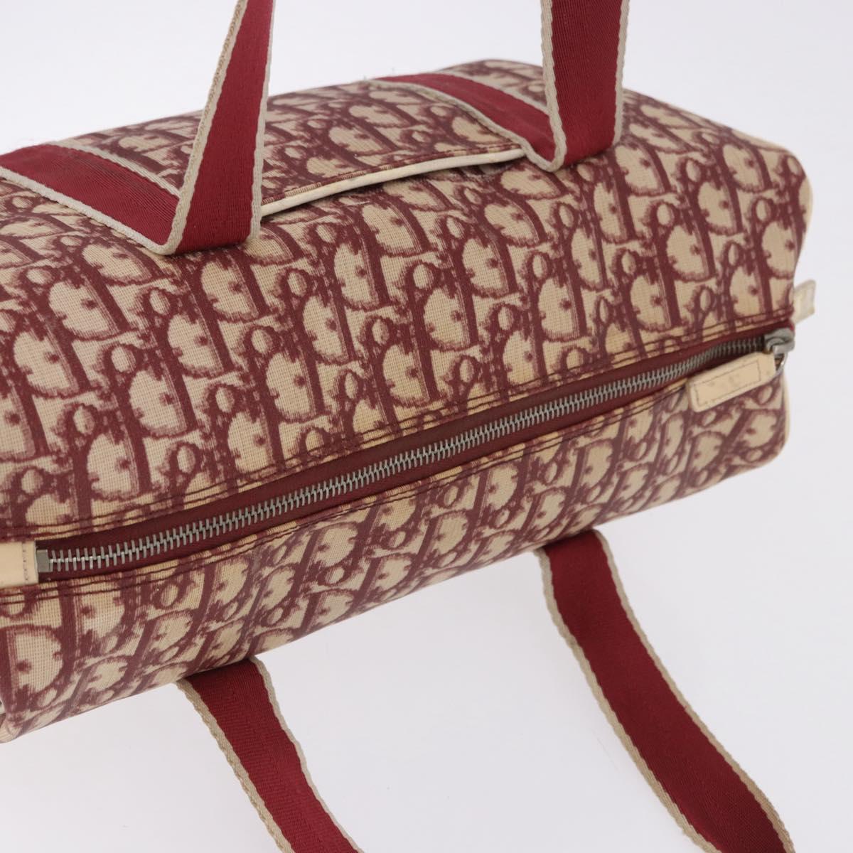 Christian Dior Trotter Boston Bag PVC Leather Red White Auth 198330