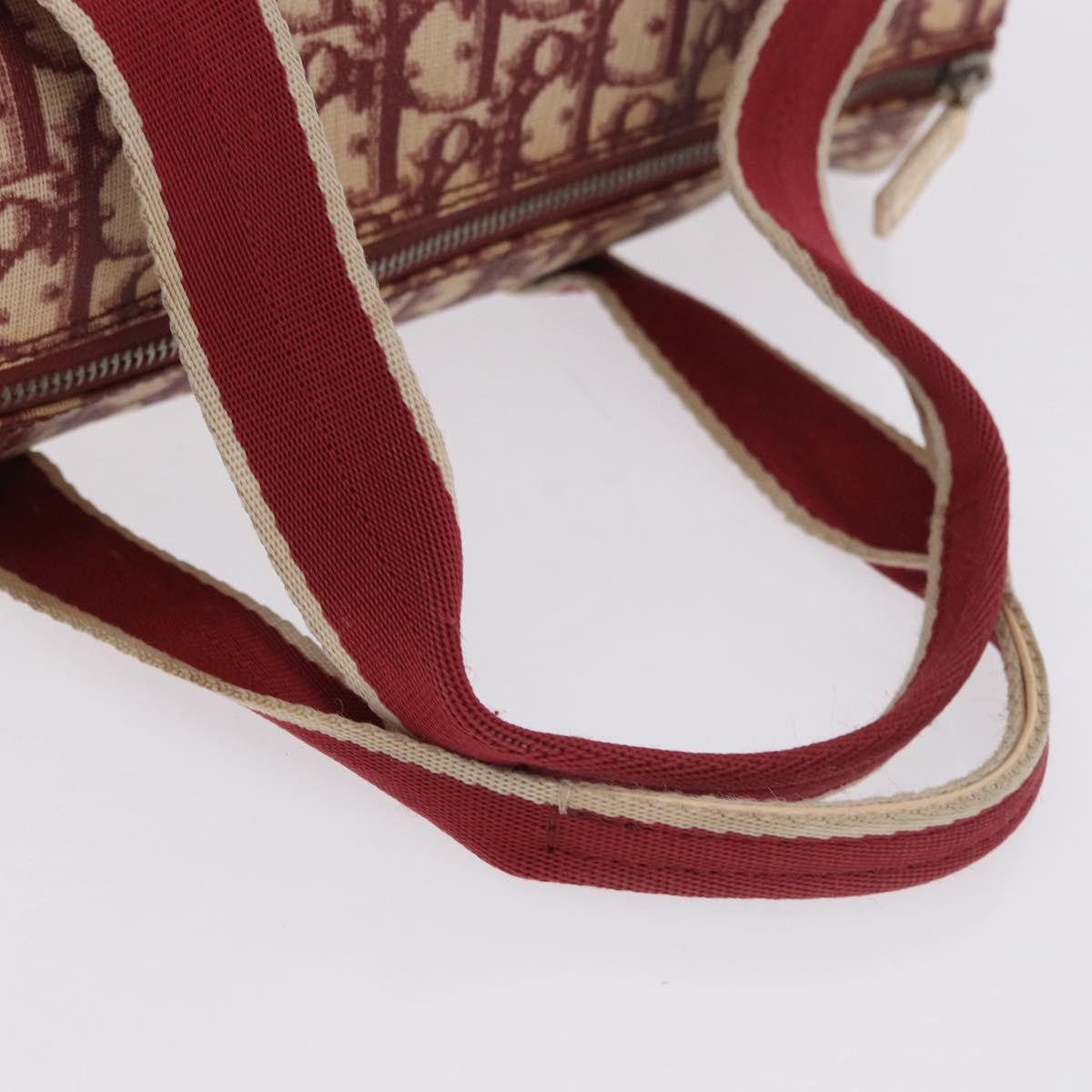 Christian Dior Trotter Boston Bag PVC Leather Red White Auth 198330