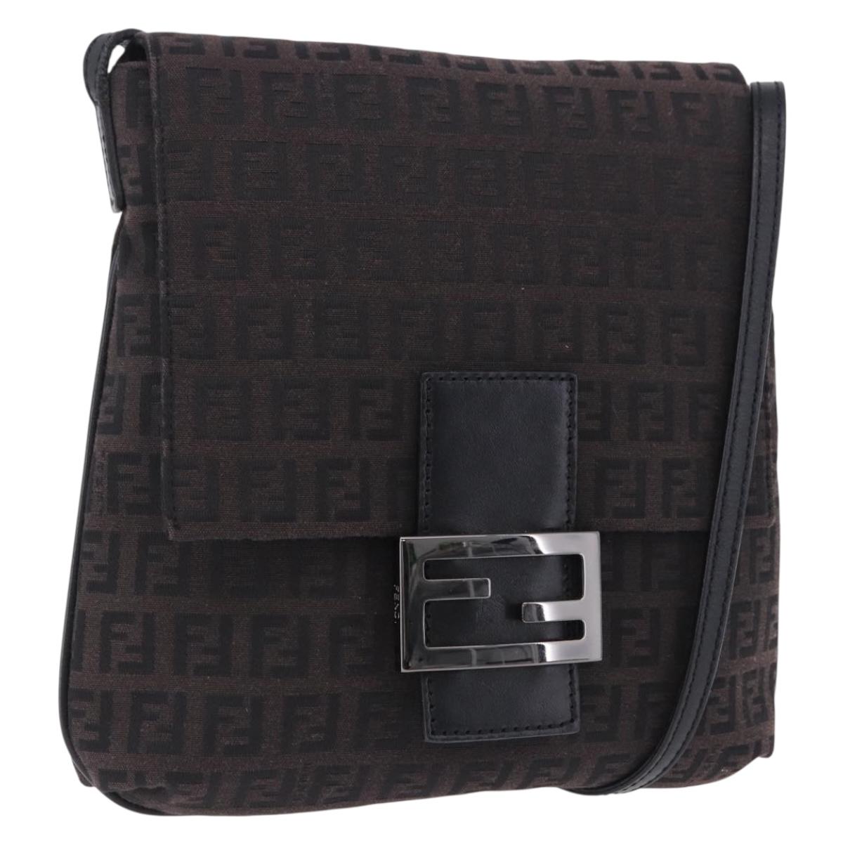 FENDI Zucchino Canvas Mamma Baguette Shoulder Bag Brown 8BT075 Auth 198331V