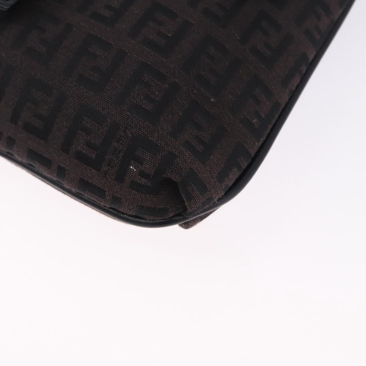 FENDI Zucchino Canvas Mamma Baguette Shoulder Bag Brown 8BT075 Auth 198331V