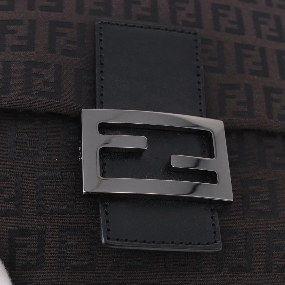 FENDI Zucchino Canvas Mamma Baguette Shoulder Bag Brown 8BT075 Auth 198331V