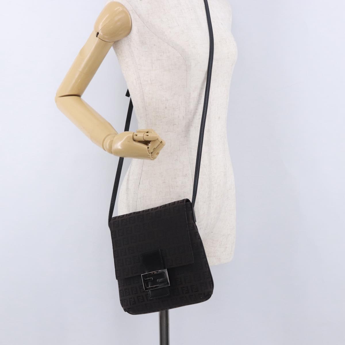 FENDI Zucchino Canvas Mamma Baguette Shoulder Bag Brown 8BT075 Auth 198331V
