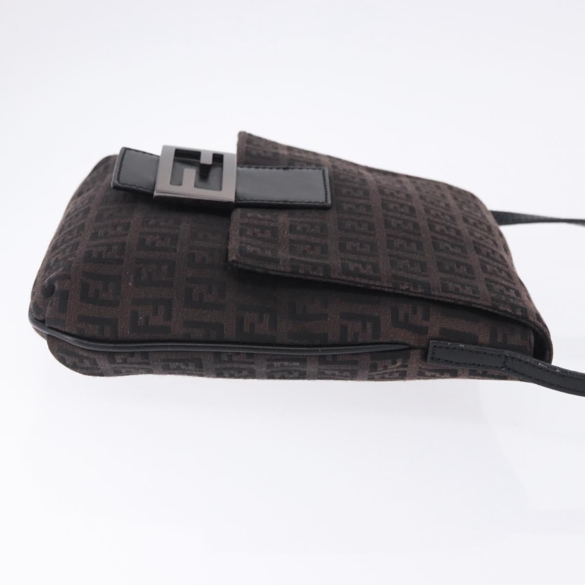 FENDI Zucchino Canvas Mamma Baguette Shoulder Bag Brown 8BT075 Auth 198331V