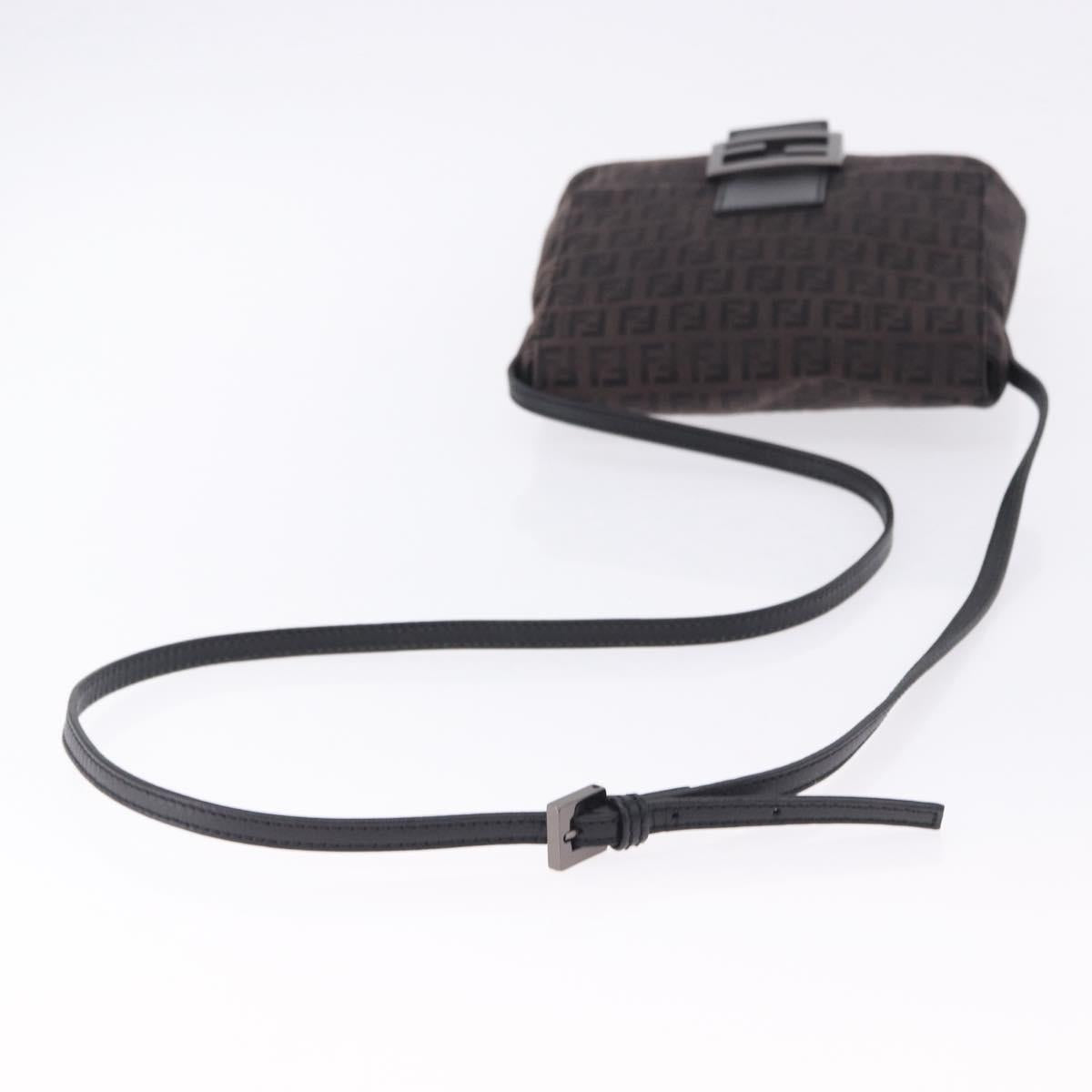FENDI Zucchino Canvas Mamma Baguette Shoulder Bag Brown 8BT075 Auth 198331V