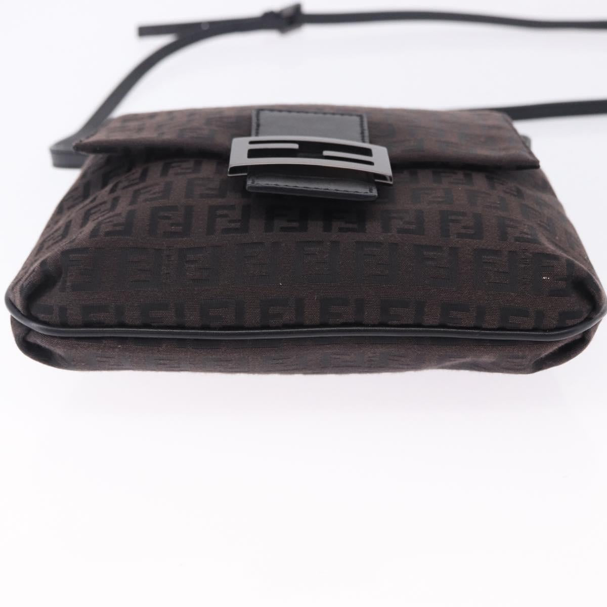 FENDI Zucchino Canvas Mamma Baguette Shoulder Bag Brown 8BT075 Auth 198331V