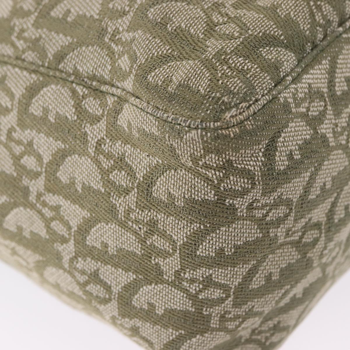 Christian Dior Trotter Canvas Tote Bag Green Silver Auth 198332
