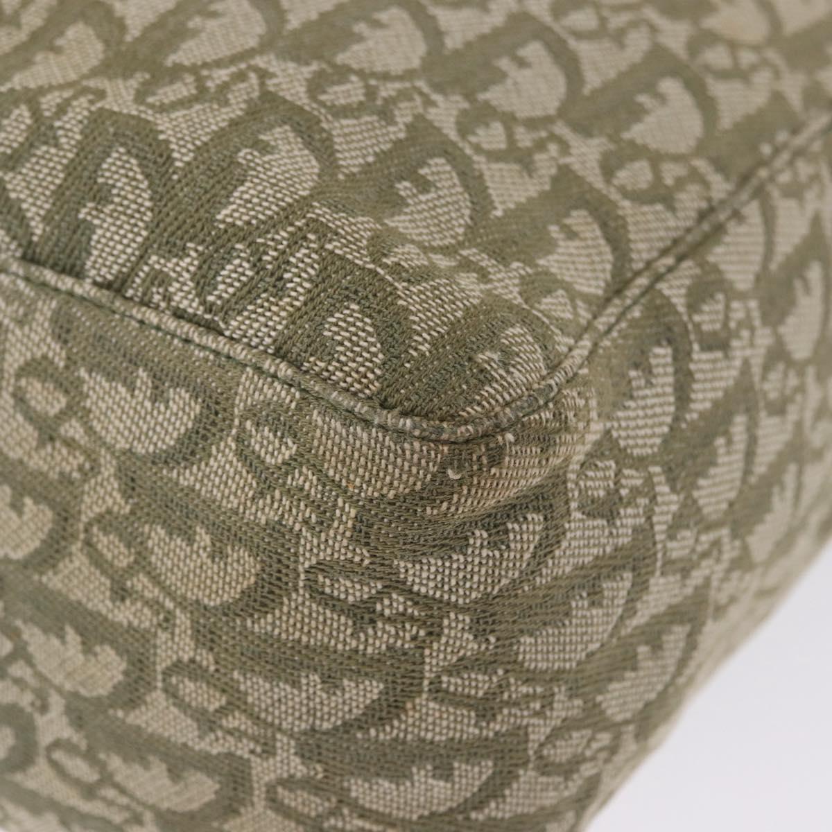 Christian Dior Trotter Canvas Tote Bag Green Silver Auth 198332