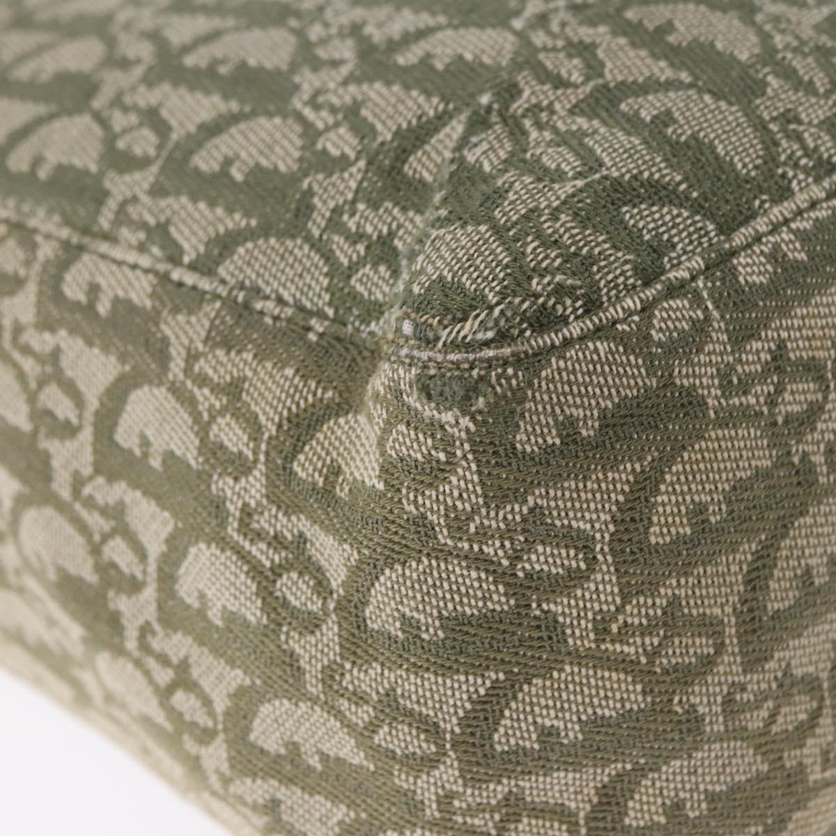 Christian Dior Trotter Canvas Tote Bag Green Silver Auth 198332