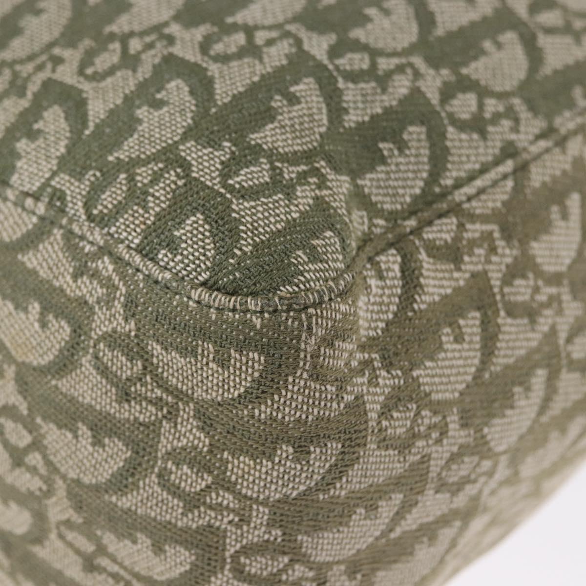 Christian Dior Trotter Canvas Tote Bag Green Silver Auth 198332