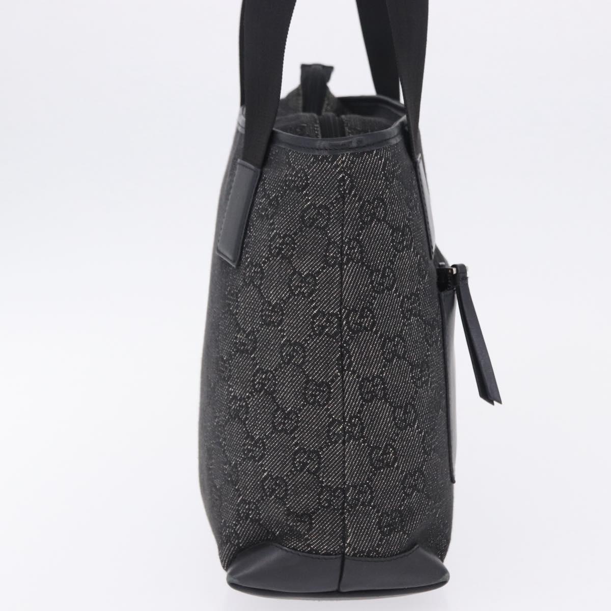 GUCCI GG Canvas Tote Bag Black Silver 28893 Auth 198333