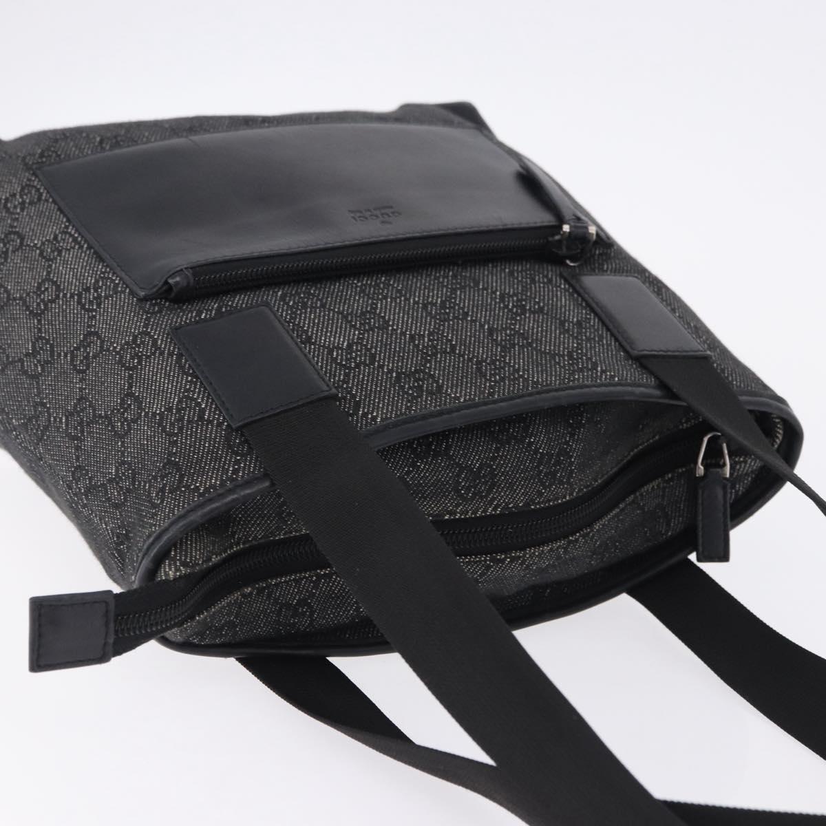 GUCCI GG Canvas Tote Bag Black Silver 28893 Auth 198333