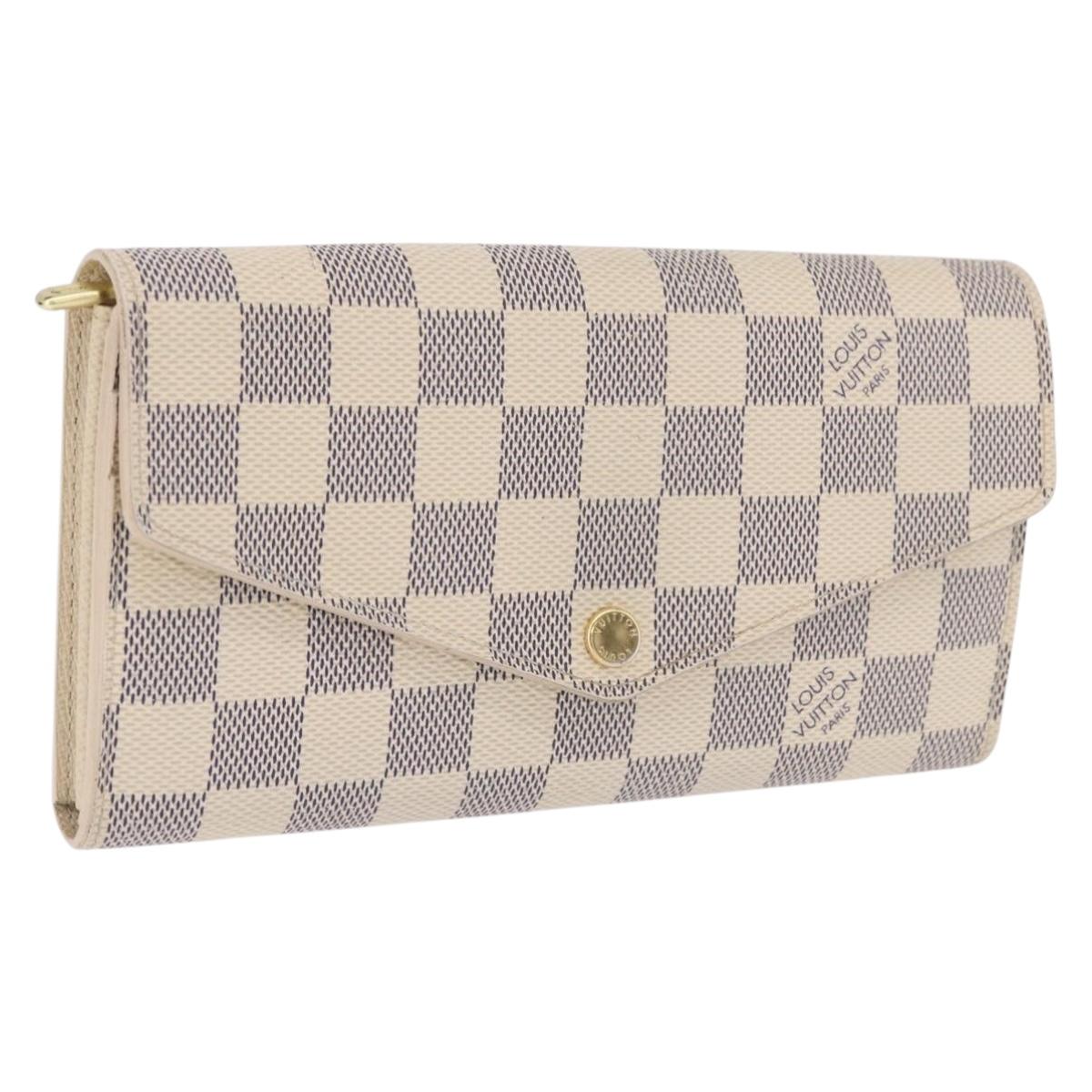 LOUIS VUITTON Damier Azur Portefeuille Sarah Long Wallet N61735 LV Auth 198336V