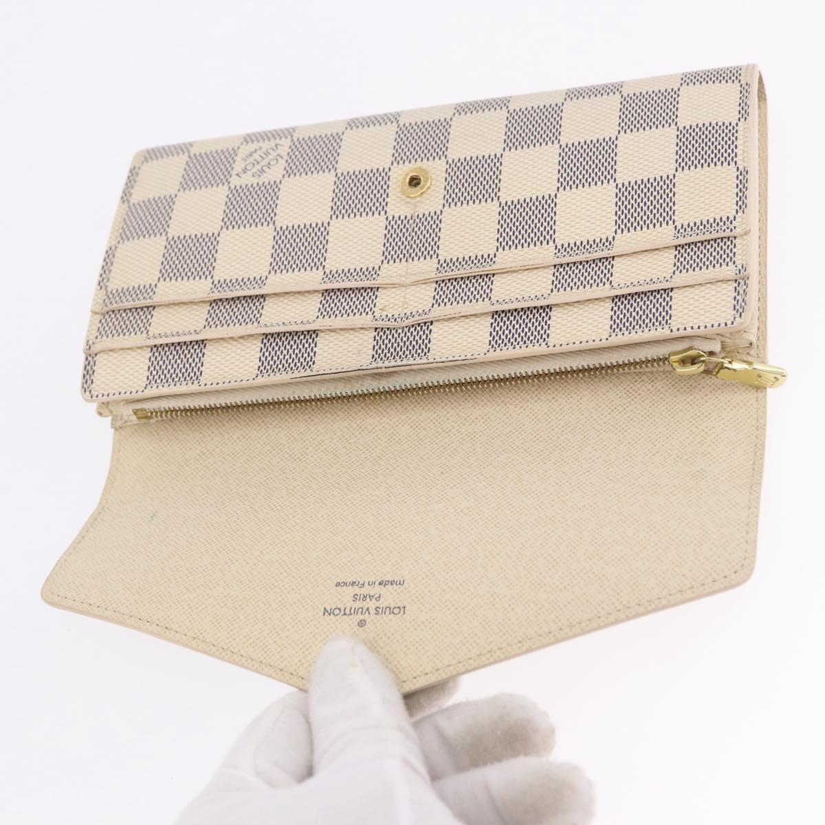 LOUIS VUITTON Damier Azur Portefeuille Sarah Long Wallet N61735 LV Auth 198336V