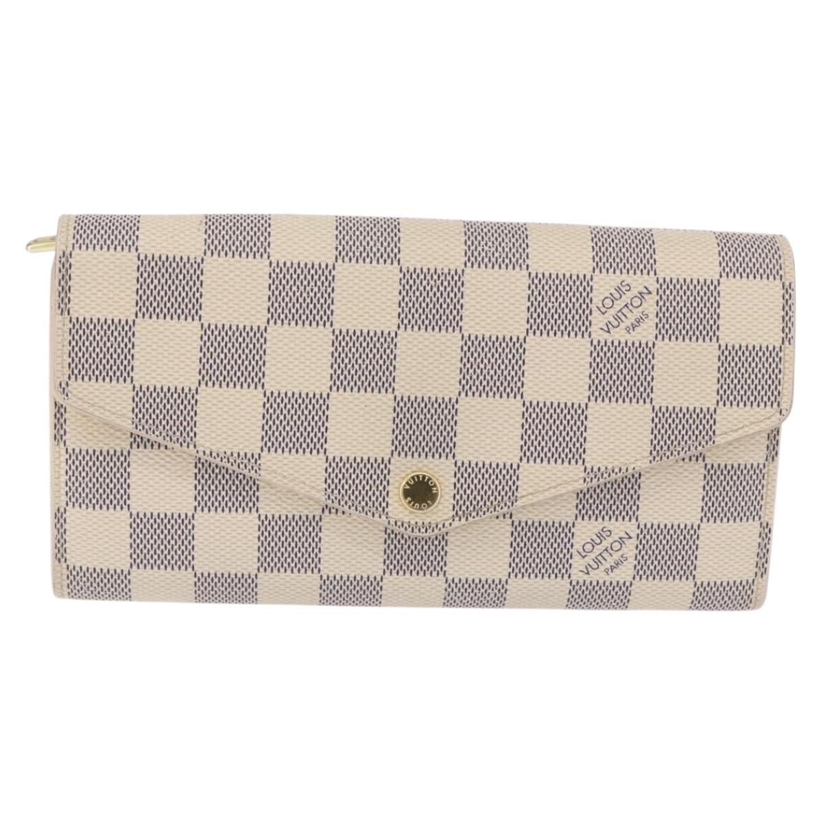 LOUIS VUITTON Damier Azur Portefeuille Sarah Long Wallet N61735 LV Auth 198336V