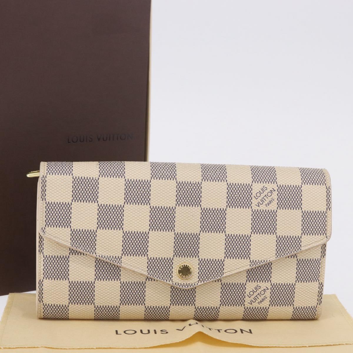 LOUIS VUITTON Damier Azur Portefeuille Sarah Long Wallet N61735 LV Auth 198336V