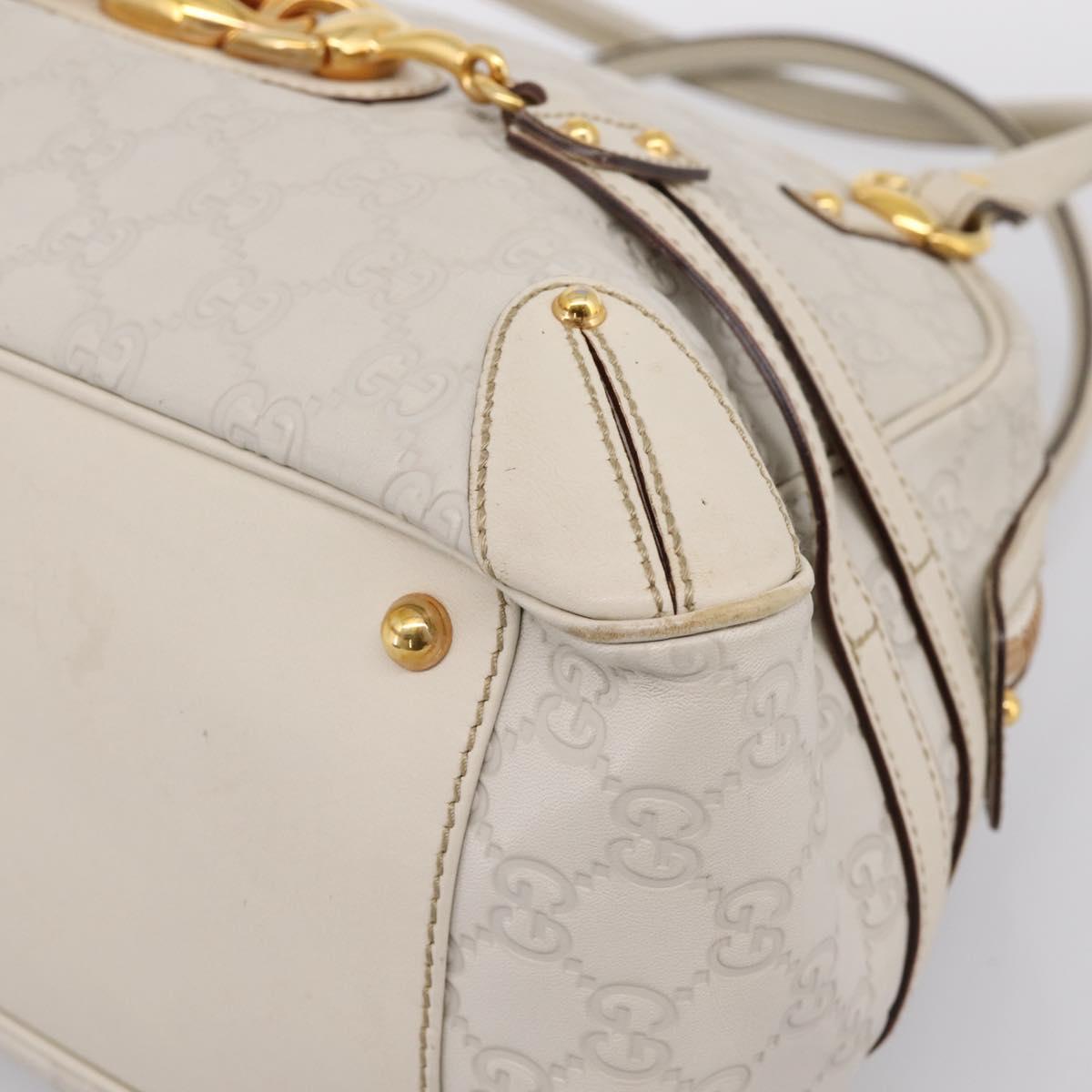 GUCCI GG Canvas Guccissima Horsebit Bamboo Bag Leather Ivory 159398 Auth 198338V