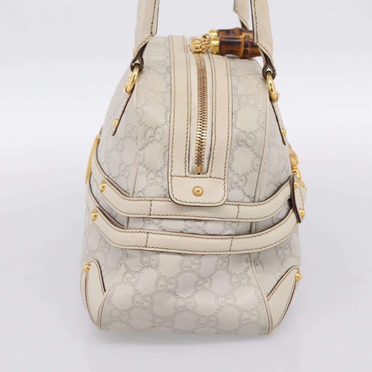 GUCCI GG Canvas Guccissima Horsebit Bamboo Bag Leather Ivory 159398 Auth 198338V