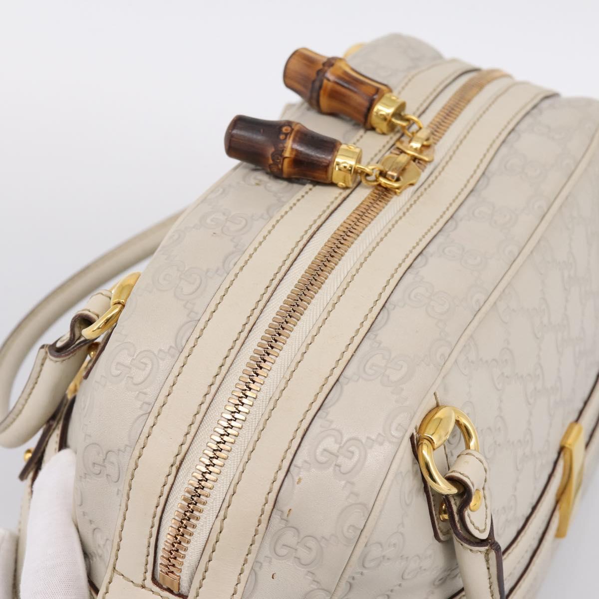 GUCCI GG Canvas Guccissima Horsebit Bamboo Bag Leather Ivory 159398 Auth 198338V