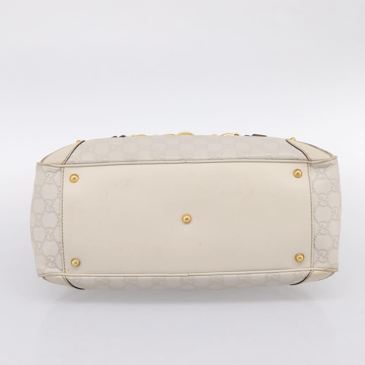 GUCCI GG Canvas Guccissima Horsebit Bamboo Bag Leather Ivory 159398 Auth 198338V