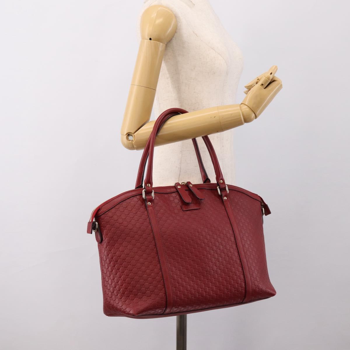 GUCCI Micro GuccissimaGG Hand Bag Leather Red Gold Tone 449657 Auth 198339V