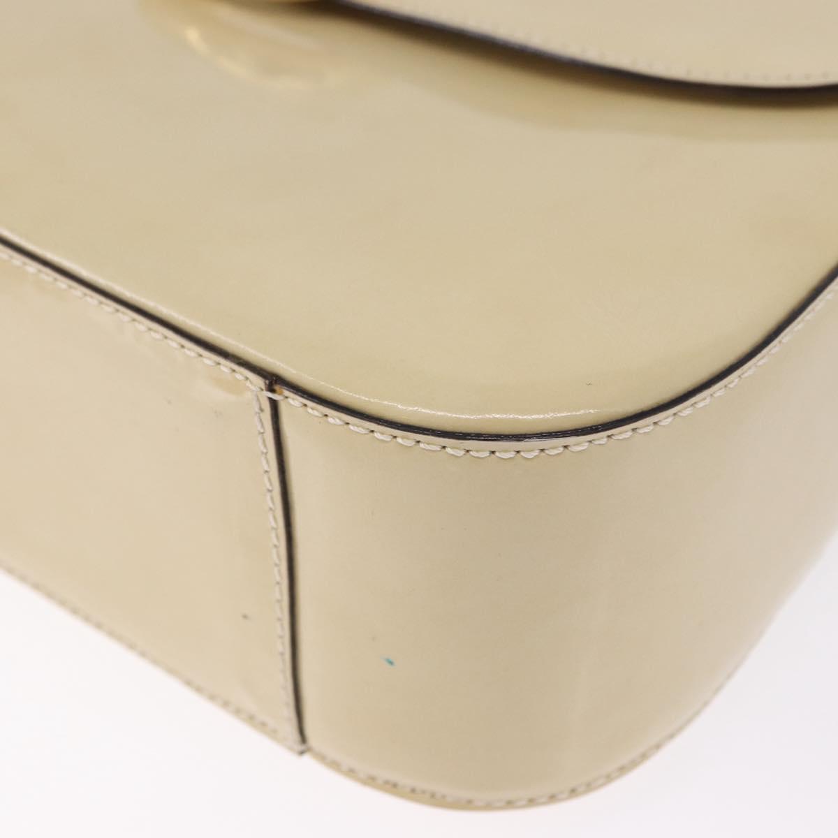 CELINE Shoulder Bag Patent Beige Gold Tone Auth 198345A