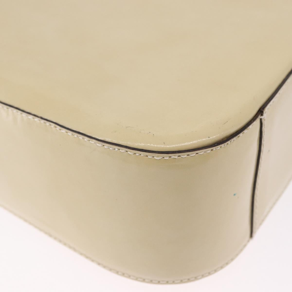 CELINE Shoulder Bag Patent Beige Gold Tone Auth 198345A