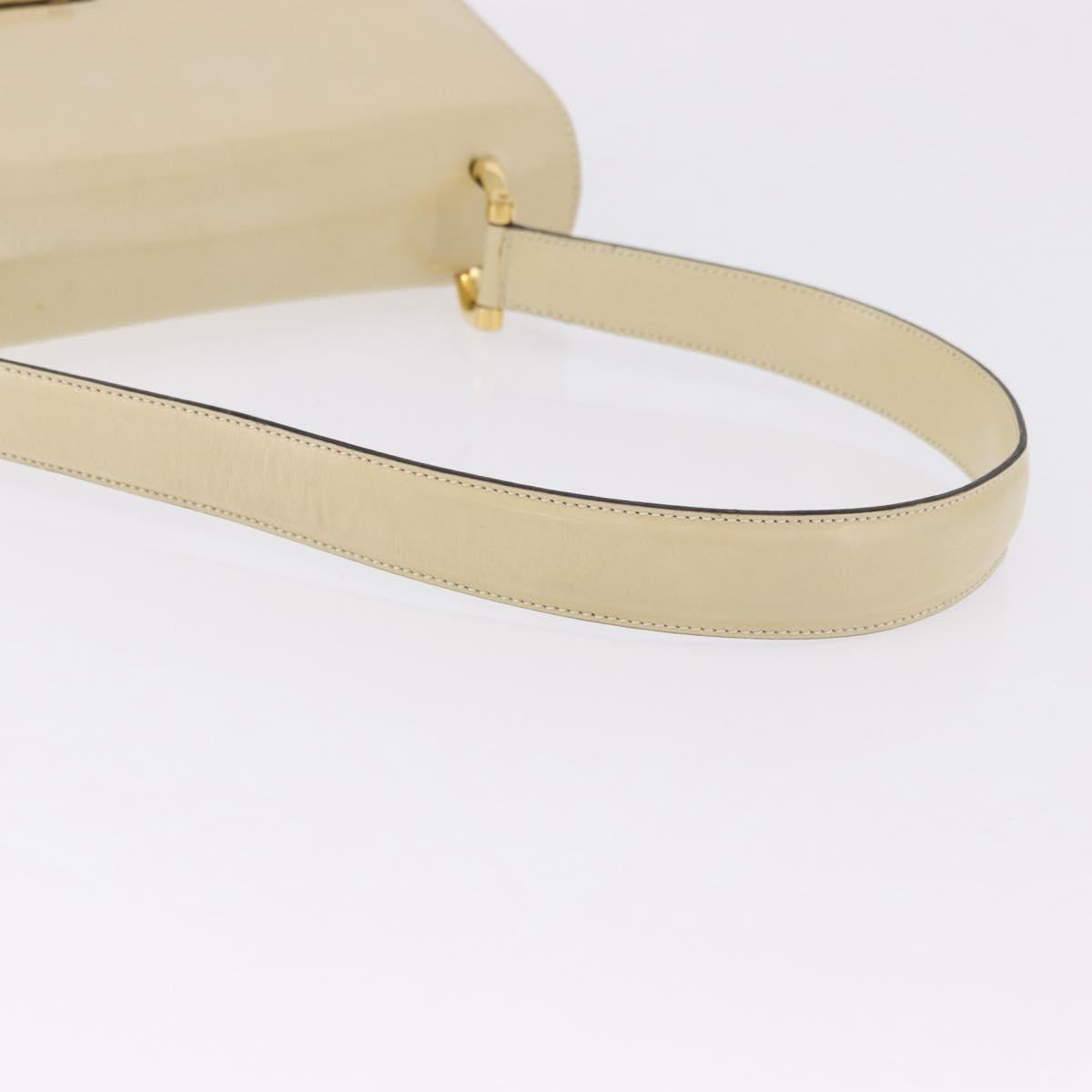 CELINE Shoulder Bag Patent Beige Gold Tone Auth 198345A