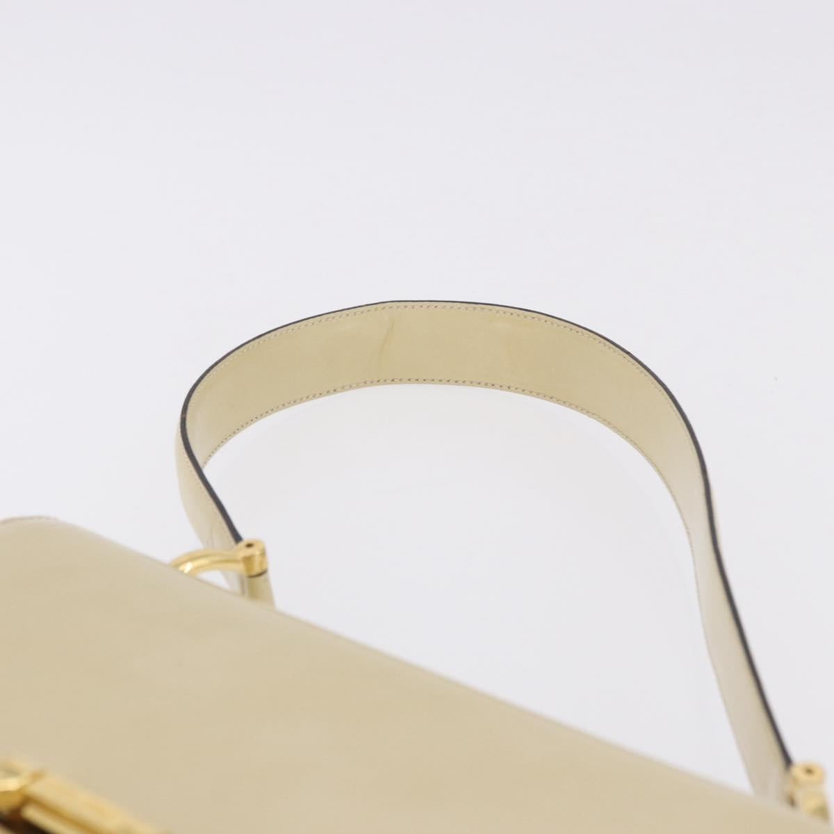 CELINE Shoulder Bag Patent Beige Gold Tone Auth 198345A