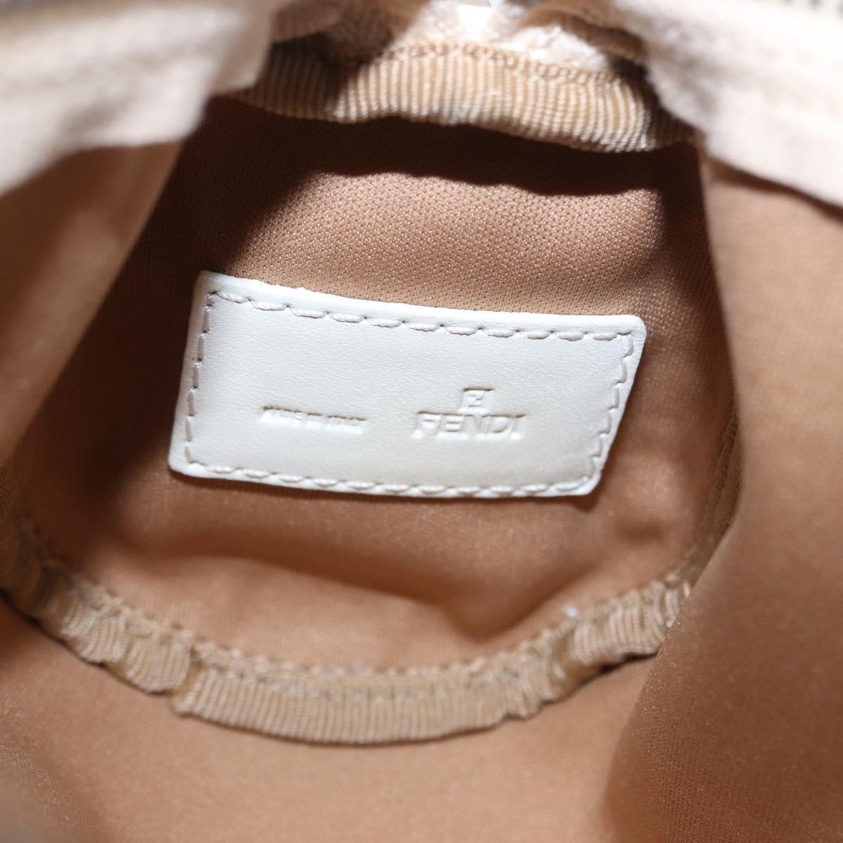 FENDI Zucchino Canvas Accessory Pouch Ivory Silver Auth 198349A