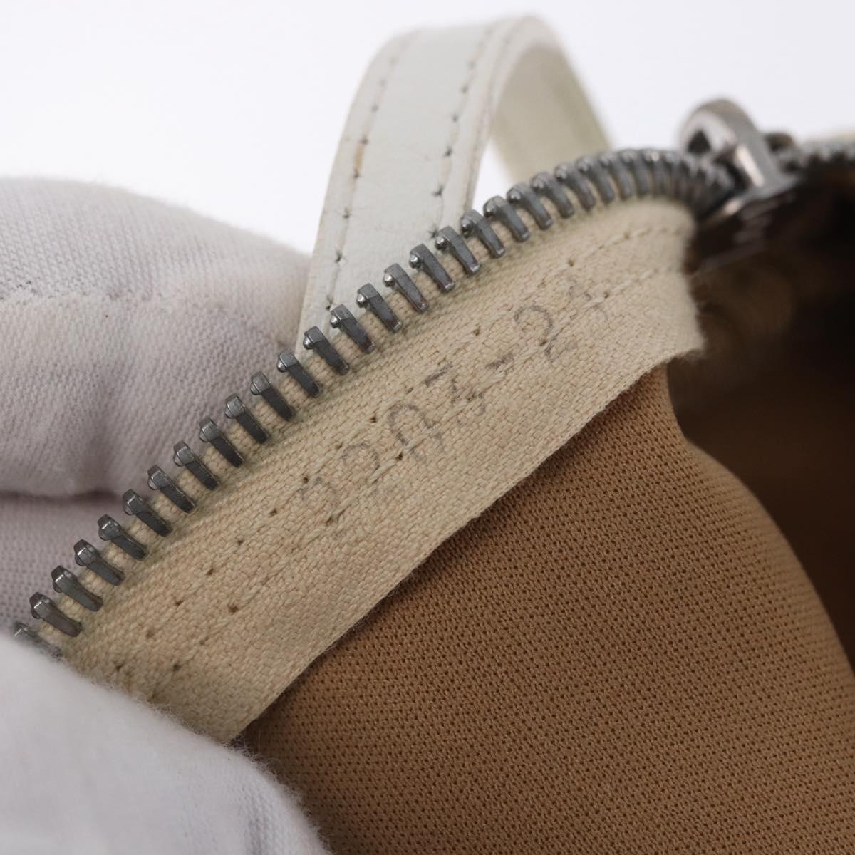 FENDI Zucchino Canvas Accessory Pouch Ivory Silver Auth 198349A