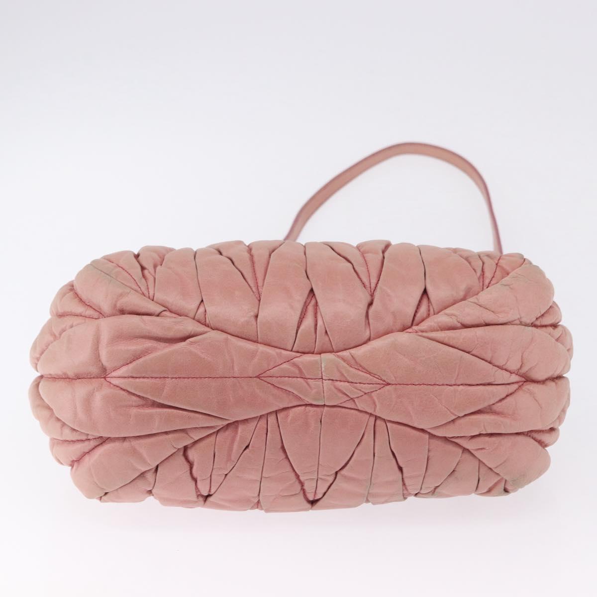 Miu Miu Matelasse Vitellolux Hand Bag Leather 2way Pink Gold Tone Auth 198354