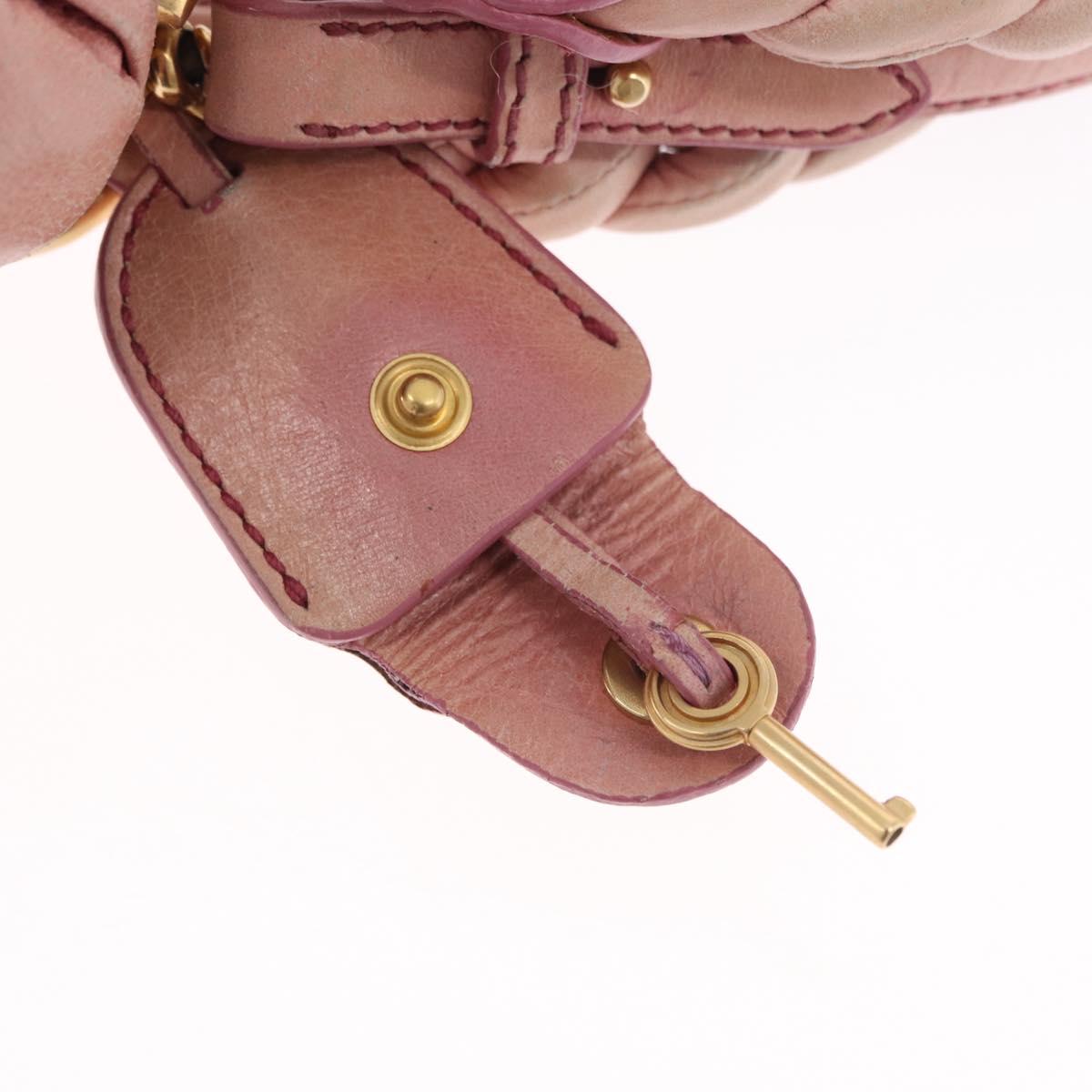 Miu Miu Matelasse Vitellolux Hand Bag Leather 2way Pink Gold Tone Auth 198354