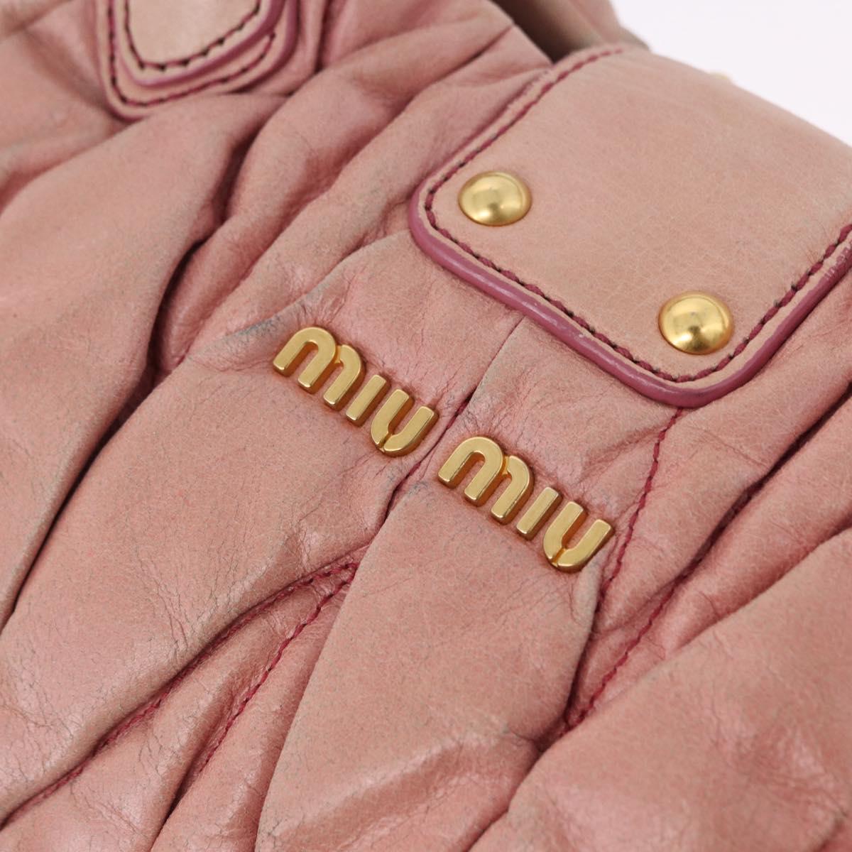 Miu Miu Matelasse Vitellolux Hand Bag Leather 2way Pink Gold Tone Auth 198354