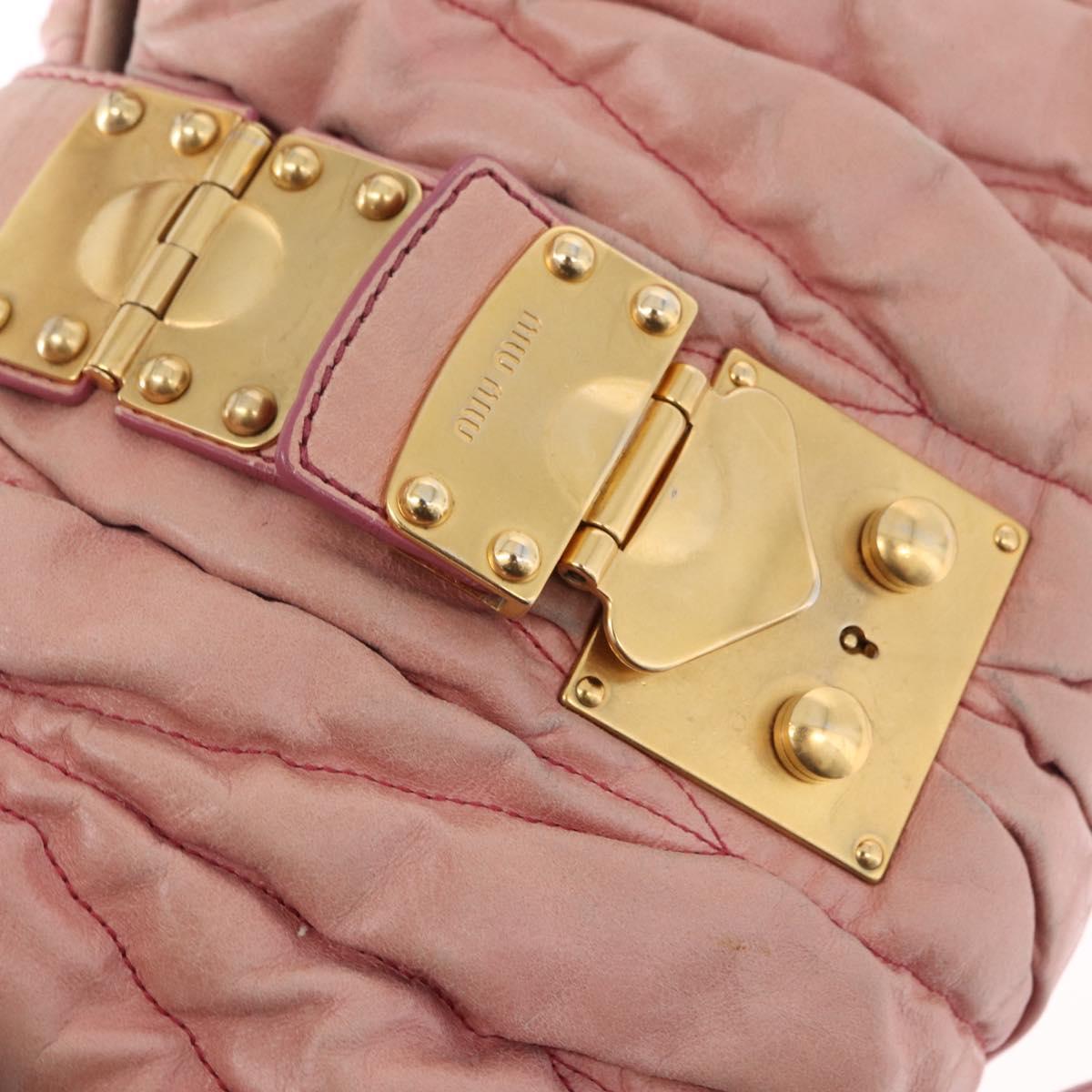 Miu Miu Matelasse Vitellolux Hand Bag Leather 2way Pink Gold Tone Auth 198354